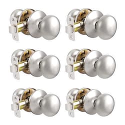Probrico Passage Door Knobs Without Lock 6 Pack, Modern Round Interior/Exterior Door Knobs for Closet and Hallway, Classic Brushed Nickel Door Handles Inside