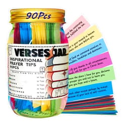 WINUSD 90Pcs Bible Verses in a Jar, Read Me When Bible Verses Jar, Glass Scripture Prayer Jar with Color Coded Bible Verses, Hope Jar, Pink Bible, Bible Bookmarks, Christian Gifts, Father's Day gift