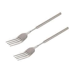 Haosie Extendable Fork - 8.7 to 25.4 Inch Long, Telescopic & Retractable for BBQ, Dinner, Fruit & Dessert - Sturdy Stainless Steel (2 Pcs)