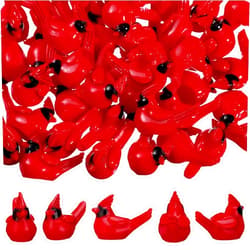 Cinnvoice Mini Resin Red Cardinal Bird Figurines Tiny Cardinal Figurine Christmas Ornaments for Gift Xmas Miniature Garden Crafts Cake Topper Christmas Decoration(50 Pcs)