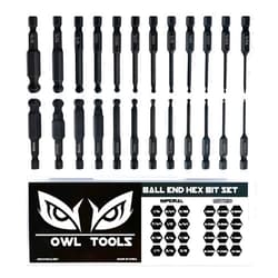 Owl Tools Ball End Hex Allen Wrench Drill Bit Set, 24 Pack - Metric & SAE Sizes - Magnetic Tipped, CR-MO Steel