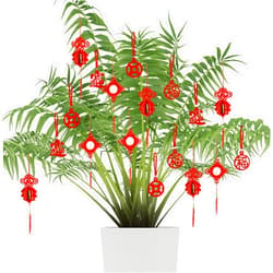 VIOCIWUO Chinese New Year Hanging Decoration 38Pcs, Spring Festival Red Knot Pendant Ornaments Traditional Lucky Fu Copper for Home Office Trees Party Decor