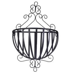 GANAZONO Metal Wall Planter Basket Hanging Plant Basket Flower Holder Half Round Hanging Flower Baskets for Porch Balcony Fence Decor Black
