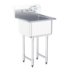 VEVOR Stainless Steel Prep & Utility Sink, 1 Compartment Free Standing Small Sink Include Faucet & legs, 21