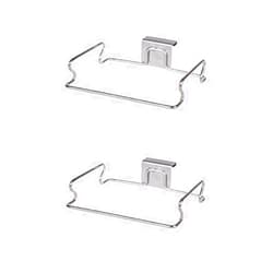 LITTLA 2 Pcs Large Stainless Steel Trash Bag Holder for Kitchen Cabinets Doors and Cupboards, Under Sink Bag Holder, Garbage Bag Holder, Kitchen Waste Can, Kitchen Trash Cans, Silver