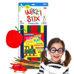 WIKKI STIX Arts & Crafts for Kids Primary Park of 48 Reusable Waxed Yarn Strands; Perfect Teaching Tool and Fidget Toy; Made in USA.