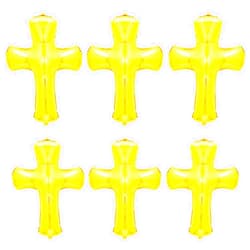 Lewtemi 6 Pcs 34 Inch Cross Shape Balloon Jumbo Baptism Balloons Christmas Large Memorial Balloons Communion Christening Religious Foil Balloon Foil Party Balloon for Xmas Home Outdoor Decorations (Gold)