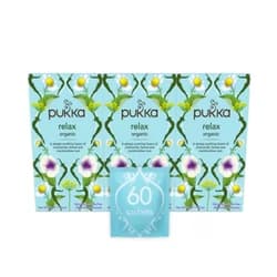 Pukka Organic Tea Bags, Relax Herbal Tea, Chamomile, Cardamon and Fennel, Perfect For Calming, 20 Count (Pack of 3) 60 Tea Bags