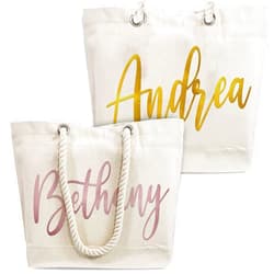 Zexpa Apparel Personalized Tote Bag for Women Gift - 17 Vinyl Color - Customized Canvas Beach Bags for Girl - Custom Shoulder Bags w/Pocket - Large Grocery Bags - Birthday Bridal Shower Bachelorette Party Gifts C1