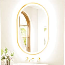 TETOTE Gold Oval Led Mirror with Lights 24