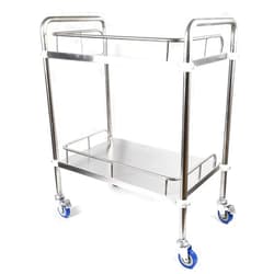 Rosyouth Hospital Medical Lab 2 Layers Cart Trolley Stainless Steel Cart 360° Silent Rolling Wheels for Laboratory, Hospital, Dental
