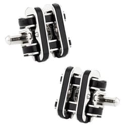Cuff-Daddy Industrial Chain-Link Black Enamel Stainless Steel Cufflinks with Presentation Box