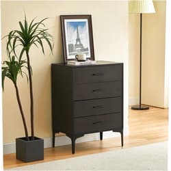 TUKAILAi Furniture Storage Cabinet with 4 Drawers, Standard Dresser with Drawers for Living Room, Bedroom, Kitchen, Dining Room, Entryway, Hallway (Black)