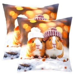 Castle Fairy Cute Cavy Throw Pillow Covers 20x20 Inch Set of 2 3D Abstract Natural Wild Animals Cushion Cases for Kids Teens Adults Lovely Creature Winter Rustic Themed Cushion Covers for Housewarming
