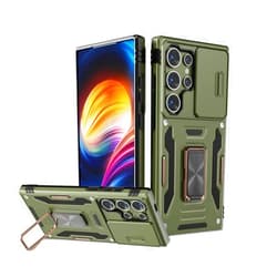 JASWELL for Samsung Galaxy S24 Ultra Case with Slide Camera Cover and Kickstand,Military Grade Drop Shockproof Protection Phone Case Cover for Galaxy S24 Ultra 6.8 inch 2024(Green)