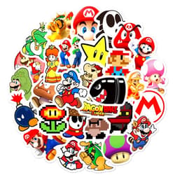 XXMML 50pcs Mario Stickers for Kids, Cute Cartoon Waterproof Vinyl Decal for Teen Adult Girl Laptop, Travel Case, Phone, Bike, Water Bottle, Guitar, Computer, Skateboard