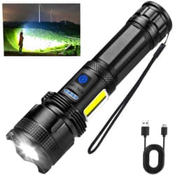 NJ FOREVER Rechargeable LED Flashlights High Lumens, Super Bright Flashlight with USB Cable, 7 Modes, Waterproof Flash Light Handheld Powerful Flashlight for Home Camping ﻿