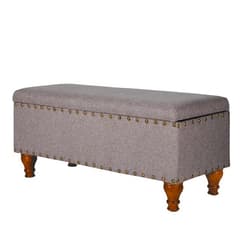 Homepop Home Decor | Upholstered Bench with Nailhead Trim | Large Ottoman with Storage for Living Room & Bedroom | Decorative Home Furniture, Grey, 18