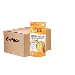 Good'n'Fun Good ‘n’ Tasty Savory Spoonables with Real Chicken, Salmon & Duck, 6 Count Tube, Triple Flavor Squeezable Lickable Wet Treats for Cats with Built-in Spoon for Less Mess