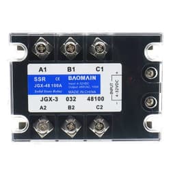 Baomain 3 Phase Solid State Relay JGX-48100A 4-32 VDC Input 480VAC 100 Amp Output DC/AC