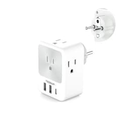 TESSAN Germany France Travel Power Adapter, Schuko Plug Adaptor with 4 Outlets 3 USB (1 USB C Port), Type E/F Plug for US to European Europe German French Spain Iceland Portugal Korea…