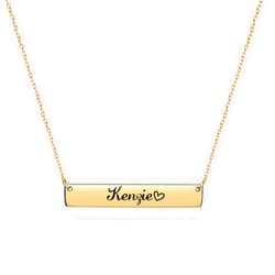 Aoloshow Custom Engraved Name Bar Necklace Personalized 18k Gold Plated Stainless Steel Horizontal Bar Necklaces Jewelry for Womens Adjustable Chain