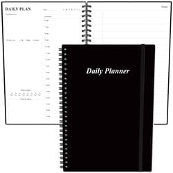 Heveboik Daily Planner Undated - B5 To Do List Notebook Hourly Schedules, Spiral Appointment Planner for Women and Men, PVC Hardcover, Inner Pocket, Elastic Closure, 7