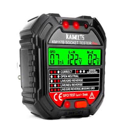 KAIWEETS Outlet Tester Electrical GFCI Receptacle Detector with LCD Display, 3 Prong 120V AC Voltage Socket Checker, 6 Visual Indication/Wiring Legend for Home