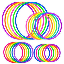 Topbuti 24 Pcs Multicolor Plastic Toss Rings Ring Toss Game Carnival Rings for Speed and Agility Practice Games, Garden Backyard Outdoor Games, Bridal Shower Game, Game Booth (4 Sizes)