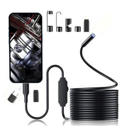 AHENOD 1920 HD Endoscope Camera for Android and iOS, Borescope with 8 Adjustable LEDs, Snake Camera with 16.4FT Semi-Rigid Cord, 7.9 mm IP67 Waterproof Inspection Camera（with Storage Bag）