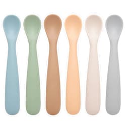 Eascrozn Baby Spoons, 6 Pack First Stage Silicone Baby Feeding Spoons, Soft Tip Feeding Baby Utensils, Baby Led Weaning Supplies Training Spoons, Dishwasher and Boil Safe