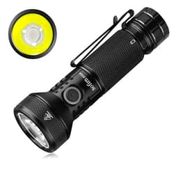 77outdoor Rechargeable Flashlight, Sofirn IF22A 2100 High Lumen 690m Max Powerful Thrower Flashlight with SFT-40 LED, TIR Lens, Discharge Output for Hiking (Black)