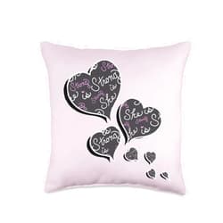 Cute'NSassy Custom Designs Motivational Quote & Heart Design Strong Powerful Women Throw Pillow, 16x16, Multicolor