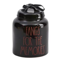 Hidd_ntr_asur_s Fangs for the Memories Halloween Decorative Cookie Jar, 8 oz, Black with Red Text