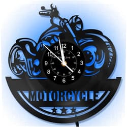 BOVIZIPY Motorcycle Style Vinyl Record Wall Clock, 12 Inch,Night Lamp 7-Color Luminous LED Home Art Decor Wall Clock,Gift for Men/boy/dad/Husband/boyfrend.