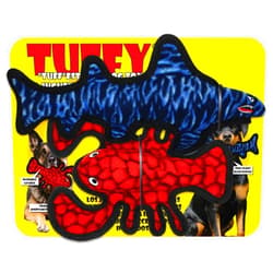 TUFFY - Limited Edition-World's Tuffest Soft Dog Toy- Jr Lobster & Shark- 2 Pack. Squeakers-Multiple Layers.Made Durable, Strong & Tough.(Tug, Toss & Fetch).Machine Washable & Floats