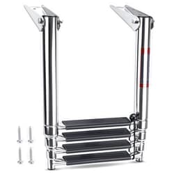Marinebaby Heavy Duty Boat Telescopic 4 Step Ladder,Stainless Steel Swim Platform Telescoping Ladder,Extendable Step for Boat Yacht