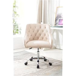 CNANXU Velvet Swivel Shell Chair with Adjustable Height,Accent Swivel Desk Chair,Modern Leisure Office Chair for Living Room (Beige)
