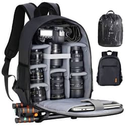 TARION Camera Backpack Bag Small - Professional DSLR Photography Case with 13 inch Laptop Compartment & Waterproof Rain Cover & Bottom Tripod Holder for Men Women Photographers - Black TB-S