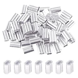 Glarks 200Pcs 1/16''(1.5mm) Aluminum Crimping Loop Sleeve Wire Rope Sleeves Double Barrel Ferrule for Wire Rope and Cable Line End (1/16''-200Pcs)