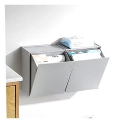 MADPIE 2Pack Bathroom Wall Mounted Storage Box, No Drilling Hanging Storage Containers, Adhesive Wall Mounted Plastic Storage Organizer, for Office Bedroom Kitchen Home Room Bathroom (Color : Gray)