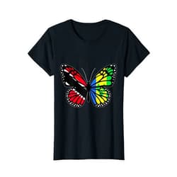Cute Trinidad Tobago and Vincent Heritage Trinidad and Vincent Butterfly Half Trini Vincentian Roots T-Shirt