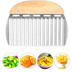 Rpanle Crinkle Cutter for Veggies Stainless Steel Potato Carrot Chip Vegetable Crinkle Wavy Chopper Cutter French Fry Slicer
