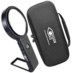 Vision Aid 30x Hands-Free Magnifying Glass with USB Rechargeable 36 LED Lights, Storage Case | 40x Loupe Magnifier with Stand for Reading Coins Low Vision