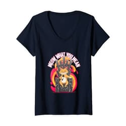Unfiltered Humor Bold Sarcasm Tees for Witty Fans Womens Smug Cat Censorship Throne Funny Jokes for Humor Lovers V-Neck T-Shirt