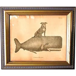 Handmade Brown Pitbull Dog Riding Whale Vintage Collage Semi-Matte Photo Print Tea Stained Background dog art dog gift for dog mom gift for her dog novelty gift wall decor art print