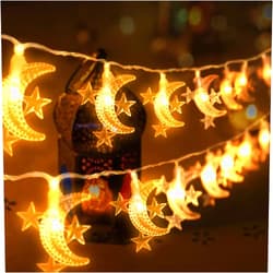 AceList 40 LED Ramadan Décor Star&Moon String Lights for Crescent Party, Wedding, Christmas, Thanksgiving, Suitable for Rooms, Dorm, Living Rooms