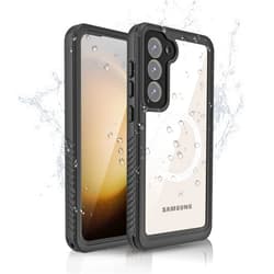 Welangle IP68 Waterproof Magnetic Case for Samsung Galaxy S23 Plus, 360° Full Body Waterproof dustproof,Built-in Screen Protector,Compatible with magsafe Cover s23+ Clear/Black (for Galaxy S23+)