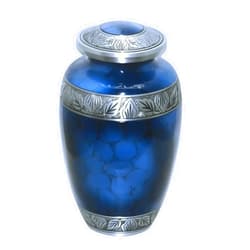 Titan Casket Tranquil Urn | XL Metal Cremation Urn for Human Ashes - Dark Blue Extra Large Cremation Urn for Human Ashes