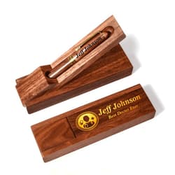 Nyareka Personalized Wooden Pen with Folding Case, Custom Dark Walnut Ballpoint Pen with Gold Engraved Text, Great Gift Idear for Teach, Doctor and Nurse